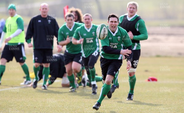 11.03.10 ... Wales rugby training session -  Wales' Stephen Jones in training 