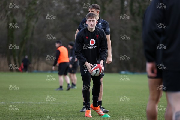 110325 - Wales Rugby Training ahead of their 6 Nations game against England on Saturday - Josh Hathaway during training