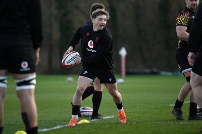 110326 - Wales Rugby Training - Dan Edwards during training ahead of the upcoming Six Nations match against Italy