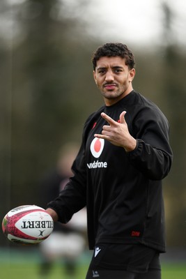 110326 - Wales Rugby Training - Gabriel Hamer-Webb during training ahead of the upcoming Six Nations match against Italy