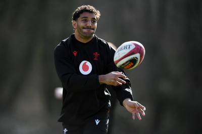 110326 - Wales Rugby Training - Gabriel Hamer-Webb during training ahead of the upcoming Six Nations match against Italy