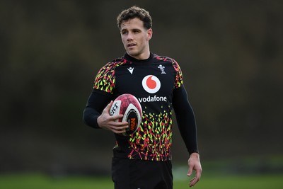 110326 - Wales Rugby Training - Kieran Hardy during training ahead of the upcoming Six Nations match against Italy