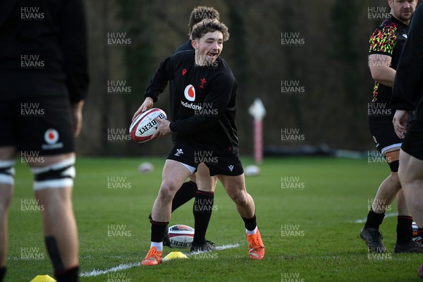110326 - Wales Rugby Training - Dan Edwards during training ahead of the upcoming Six Nations match against Italy