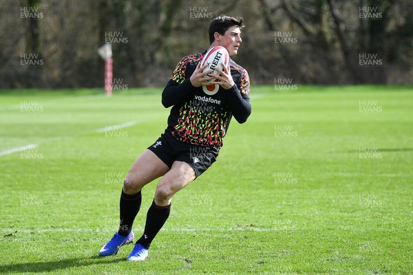110326 - Wales Rugby Training - Louis Rees-Zammit during training ahead of the upcoming Six Nations match against Italy