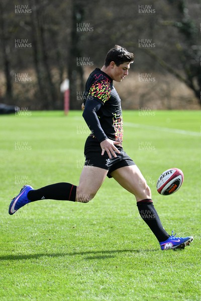 110326 - Wales Rugby Training - Louis Rees-Zammit during training ahead of the upcoming Six Nations match against Italy
