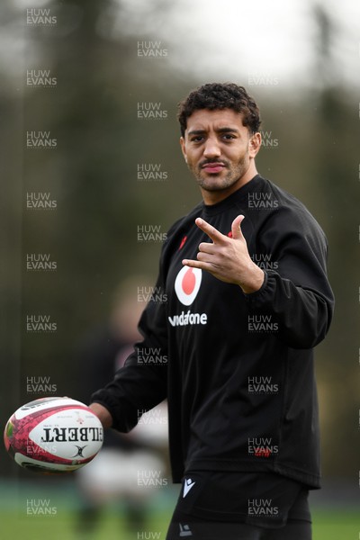 110326 - Wales Rugby Training - Gabriel Hamer-Webb during training ahead of the upcoming Six Nations match against Italy