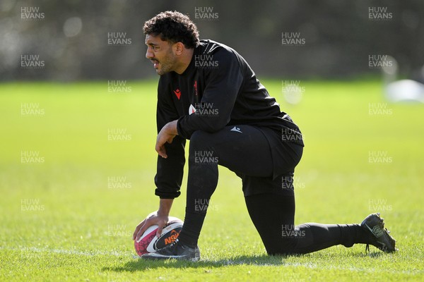 110326 - Wales Rugby Training - Gabriel Hamer-Webb during training ahead of the upcoming Six Nations match against Italy