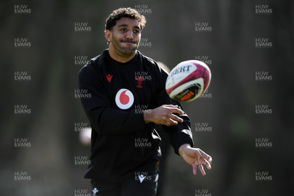 110326 - Wales Rugby Training - Gabriel Hamer-Webb during training ahead of the upcoming Six Nations match against Italy