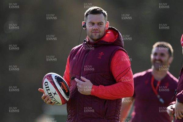 110326 - Wales Rugby Training - Wales Skills Coach, Dan Lydiate during training ahead of the upcoming Six Nations match against Italy