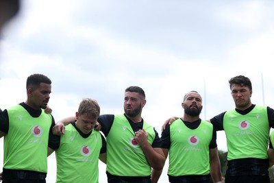 110625 - Wales Rugby Training - Ben Thomas, Sam Costelow, Gareth Thomas, Josh Macleod and Teddy Williams during training