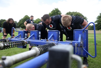 110625 - Wales Rugby Training - Keiron Assiratti, Liam Belcher and Garyn Phillips during training