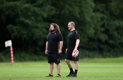 110625 - Wales Rugby Training - Adam Jones, Scrum Coach and Gethin Jenkins, Defence Coach during training