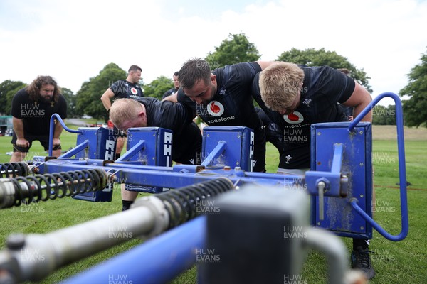 110625 - Wales Rugby Training - Keiron Assiratti, Liam Belcher and Garyn Phillips during training