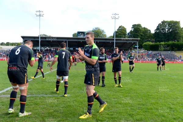 110815 - Wales Rugby Open Training Session -George North thanks fans during an open training session