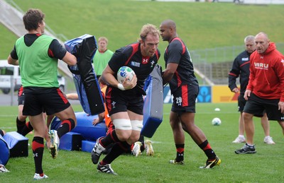 11.10.11 - Wales Rugby Training - Alun Wyn Jones during training. 