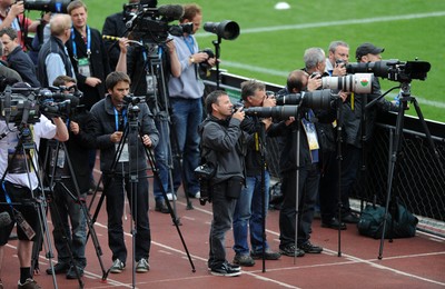 11.10.11 - Wales Rugby Training - Media cameras during training. 