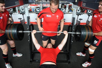 11.10.11 - Wales Rugby Training - Bradley Davies during a gym session. 