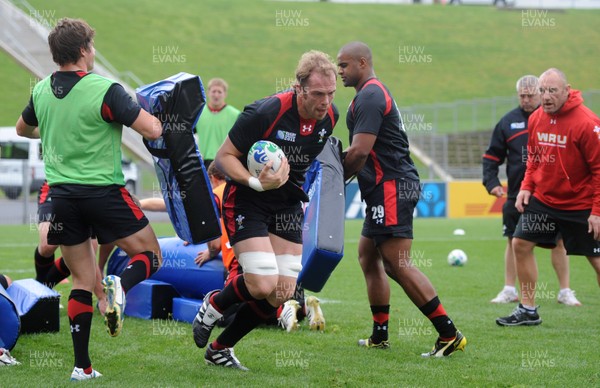 11.10.11 - Wales Rugby Training - Alun Wyn Jones during training. 