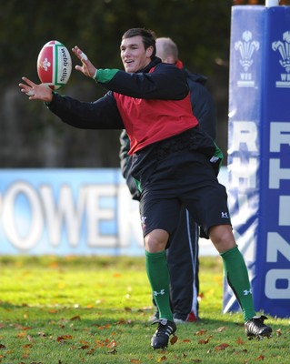 11.11.08 - Wales Rugby Training - Tom James in action during training. 