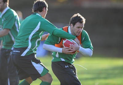 11.11.08 - Wales Rugby Training - Mark Jones in action during training. 