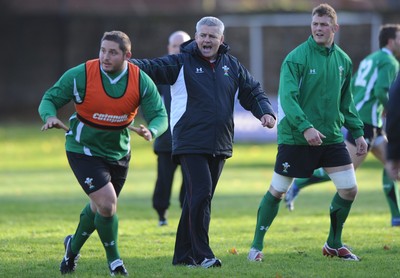 11.11.08 - Wales Rugby Training - Wales Coach, Warren Gatland looks on during training. 