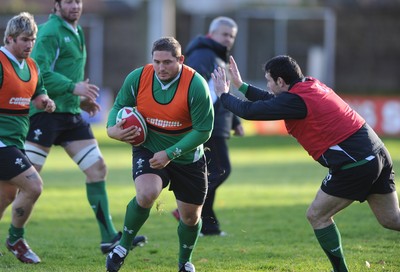 11.11.08 - Wales Rugby Training - Rhys Thomas in action during training. 