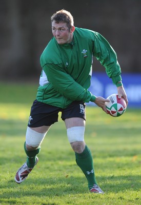 11.11.08 - Wales Rugby Training - Dafydd Jones in action during training. 
