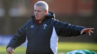 11.11.08 - Wales Rugby Training - Wales Coach, Warren Gatland makes a point during training. 