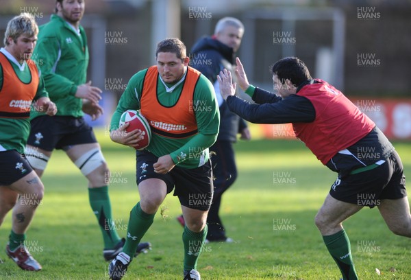 11.11.08 - Wales Rugby Training - Rhys Thomas in action during training. 