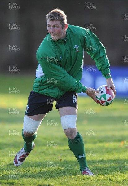11.11.08 - Wales Rugby Training - Dafydd Jones in action during training. 