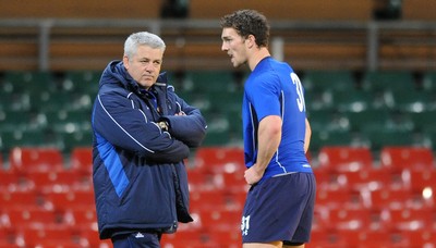 11.11.10 - Wales Rugby Training - Wales head coach Warren Gatland and George North during training. 