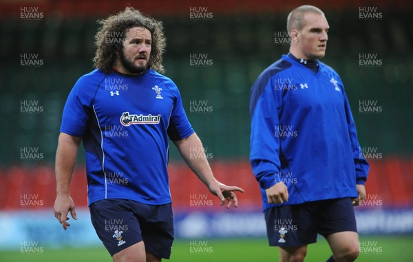 11.11.10 - Wales Rugby Training - Adam Jones and Gethin Jenkins during training. 