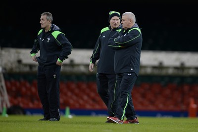 111114 - Wales Rugby Training -Rob Howley, Neil Jenkins and Warren Gatland during training