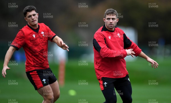 111120 - Wales Rugby Training - Callum Sheedy and Leigh Halfpenny during training