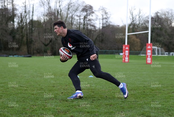 120226 - Wales Rugby Training - Louis Rees-Zammit during training
