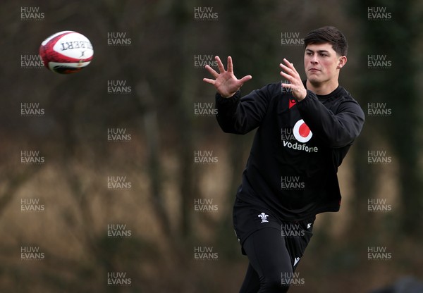 120226 - Wales Rugby Training - Louis Rees-Zammit during training