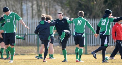 12.03.10 - Wales Rugby Training - Stephen Jones during training. 