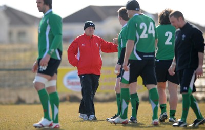 12.03.10 - Wales Rugby Training - Wales head coach Warren Gatland during training. 