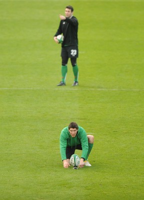 12.03.10 - Wales Rugby Training - Stephen Jones(top) and James Hook during kicking practice. 