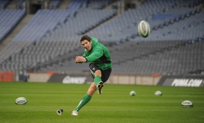 12.03.10 - Wales Rugby Training - James Hook during kicking practice. 