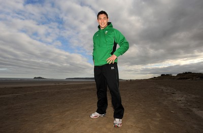 12.03.10 -  Wales number 8 Gareth Delve on the beach near his teams hotel in Dublin. 