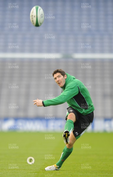 12.03.10 - Wales Rugby Training - James Hook during kicking practice. 