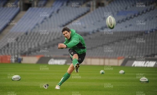 12.03.10 - Wales Rugby Training - James Hook during kicking practice. 