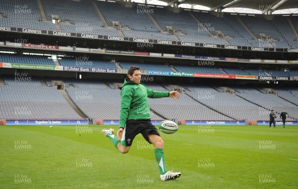 12.03.10 - Wales Rugby Training - James Hook during kicking practice. 