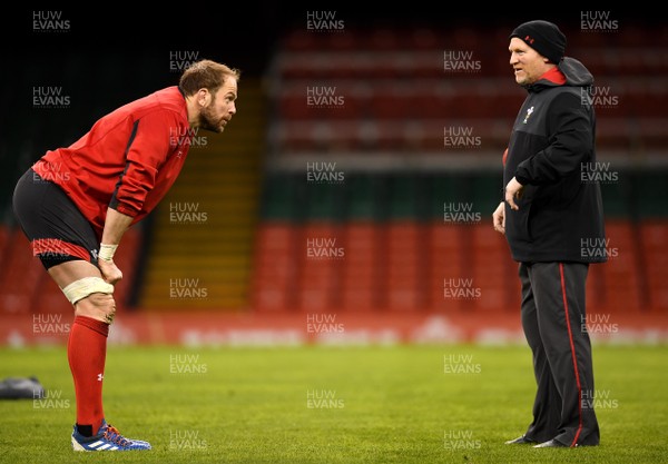 120320 - Wales Rugby Training - Alun Wyn Jones and Neil Jenkins during training