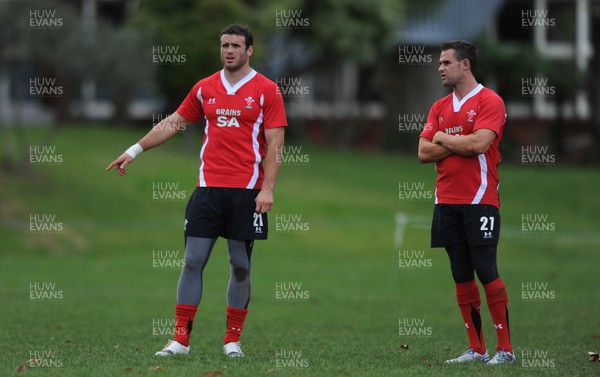 12.06.10 - Wales Rugby Training - Jamie Roberts and Lee Byrne during training. 