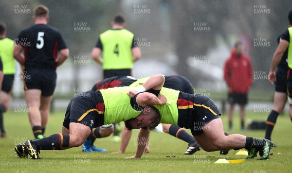 120617 - Wales Rugby Training - Tomas Francis and Dillon Lewis during training