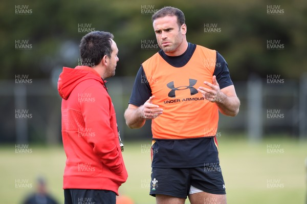 120617 - Wales Rugby Training - Matt Sherratt and Jamie Roberts during training