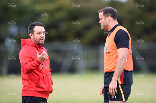 120617 - Wales Rugby Training - Matt Sherratt and Jamie Roberts during training