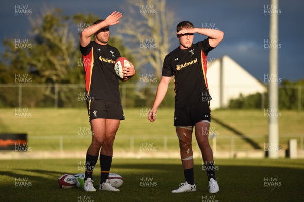 120617 - Wales Rugby Training - Jamie Roberts and Tyler Morgan during training